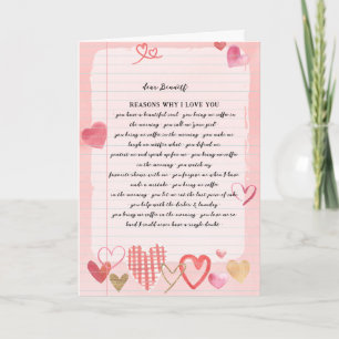 Carte Lettre d'amour Raisons de votre amour Saint-Vale