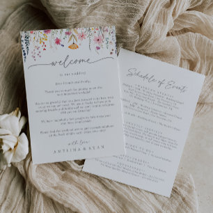 Carte Lettre de bienvenue de mariage aux fleurs sauvages
