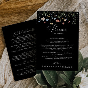 Carte Lettre de bienvenue de mariage aux fleurs sauvages