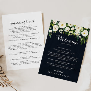 Carte Lettre de bienvenue de Mariage vert blanc floral b