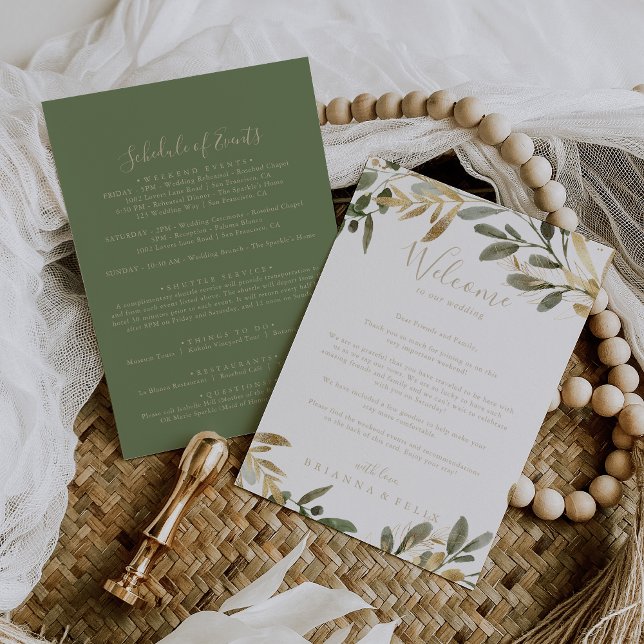 Carte Lettre de bienvenue du Mariage de automne Gold Gre (Créateur téléchargé)