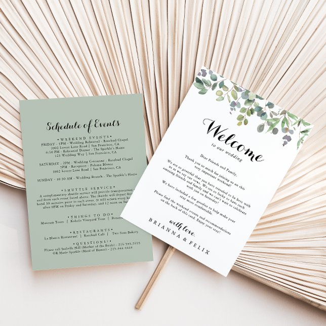 Carte Lettre de bienvenue du Mariage Eucalyptus Foliage (Créateur téléchargé)