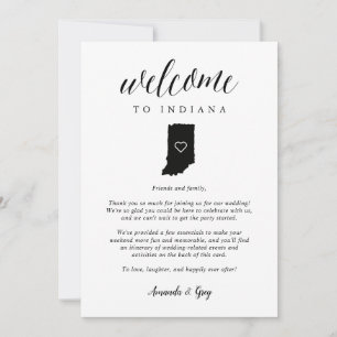 Carte Lettre de bienvenue du Mariage Indiana et itinérai