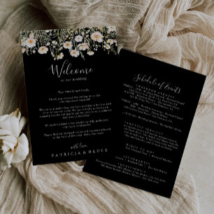 Carte Lettre de bienvenue du Mariage noir Fleur sauvage 