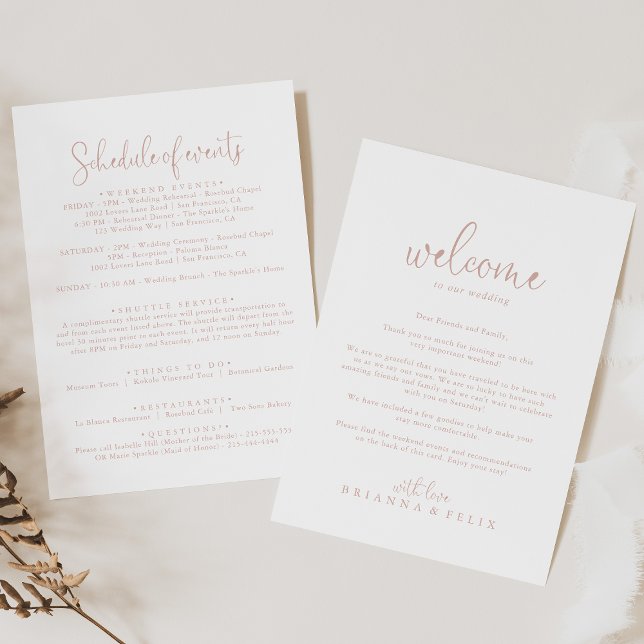 Carte Lettre de bienvenue du Mariage rose Gold Love (Créateur téléchargé)