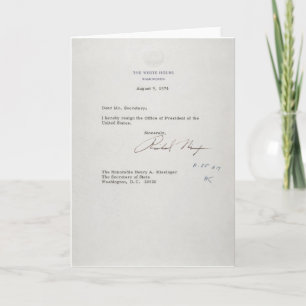 Carte Lettre de démission du Président Richard M. Nixon