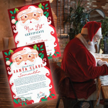 Lettre de Noël du Père Noël Certificat de Liste de