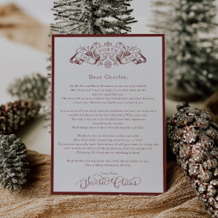 Carte Lettre de Noël du Père Noël Rouge Enchantant