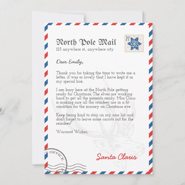 Carte Lettre du Père Noël du Pôle Nord Personnalisée (Devant)