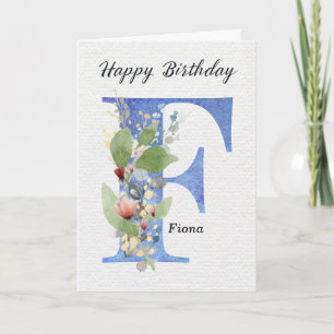 Carte Lettre F Anniversaire Nom Personnalisé Monogramme