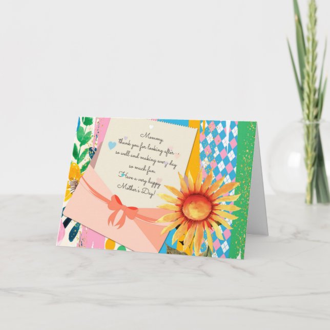 Carte LETTRE Fleur de Tournesol Envelope Fête des Mères (Devant)