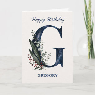 Carte Lettre G Anniversaire pour lui Nom personnalisé Bl