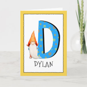 Carte LETTRE Gnome Kids D Nom et âge Anniversaire Saluta