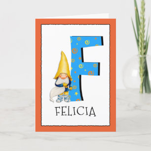 Carte LETTRE Gnome Kids F Nom et âge Anniversaire Saluta