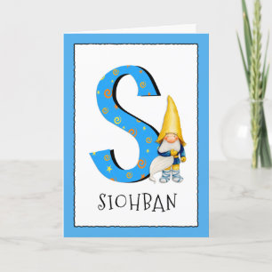 Carte LETTRE Gnome Kids S Nom et âge Anniversaire Saluta