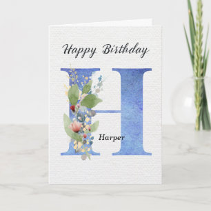 Carte Lettre H Anniversaire Nom Personnalisé Son Bleu Mo