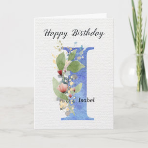 Carte Lettre I Anniversaire Nom Personnalisé Monogramme