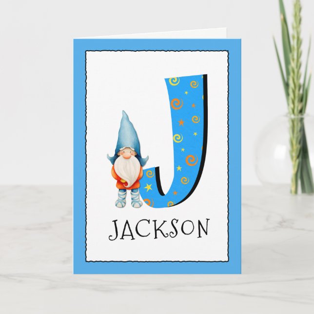 Carte LETTRE JEUNE ENFANTS J Nom et âge Anniversaire Sal (Devant)