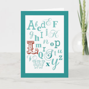 Carte Lettre L Nom initial Alphabet Anniversaire Turquoi