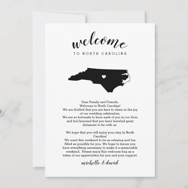 Carte LETTRE Mariage DE LA Caroline DU Nord Itinéraire (Devant)