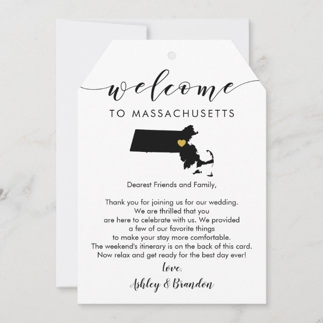 Carte LETTRE Mariage DU Massachusetts MOT DE PAGE Itinér (Devant)