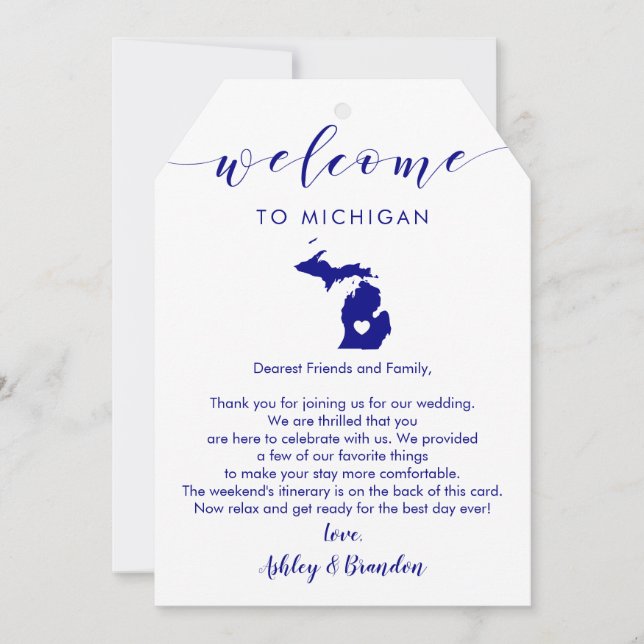 Carte LETTRE Mariage DU Michigan LETTRE D'ACCUEIL MARQUE (Devant)