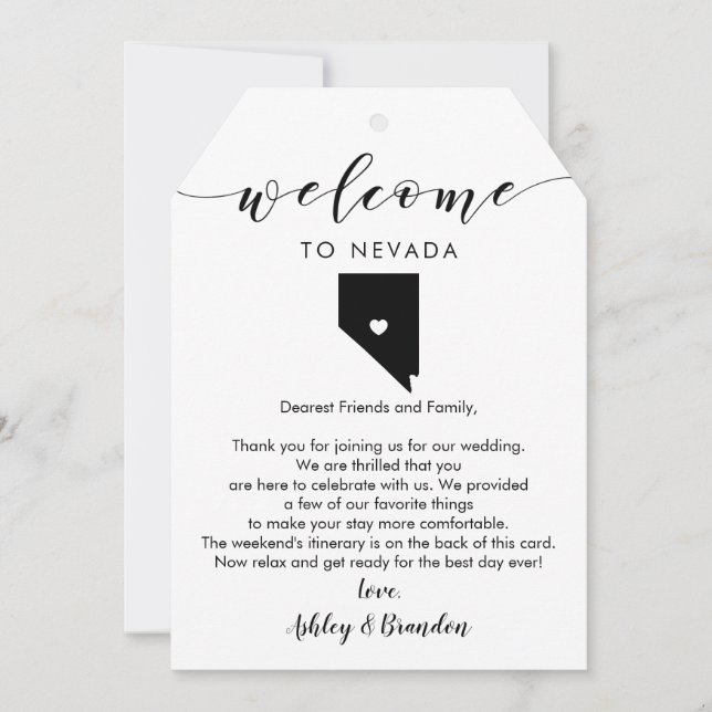 Carte LETTRE Mariage DU Nevada MOT DE PAGE Itinéraire (Devant)