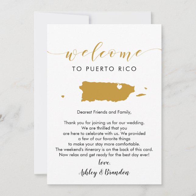 Carte LETTRE Mariage Porto Rico Itinéraire (Devant)