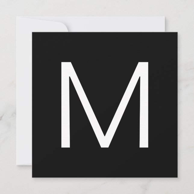 Carte Lettre minimaliste moderne noire et blanche (Devant)