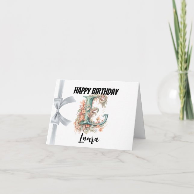 Carte Lettre monogramme "L" Joyeux anniversaire (Devant)