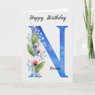Carte Lettre N Anniversaire Nom Personnalisé Monogramme