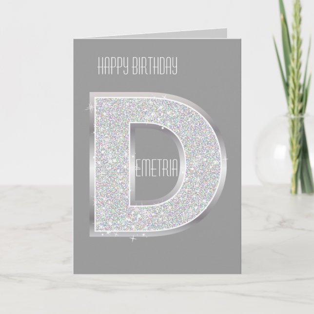 Carte LETTRE Parties scintillant D ARGENT (Devant)