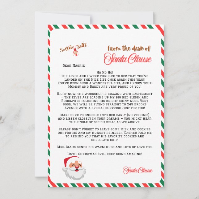 Carte Lettre personnalisée (Devant)