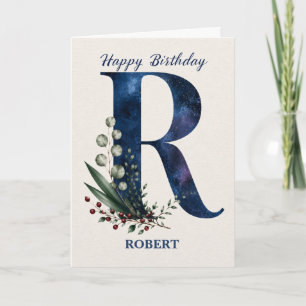 Carte Lettre R Anniversaire pour lui Nom Personnalisé Bl