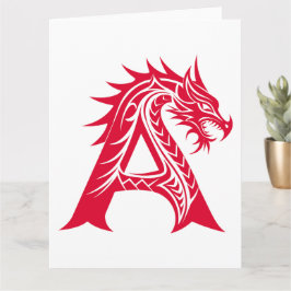Carte LETTRE STYLE Dragon A, Alphabet Dragon, Monogramme