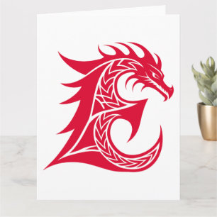 Carte LETTRE STYLE dragon E, Alphabet dragon, Monogramme