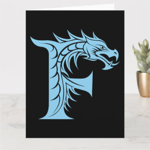 Carte LETTRE STYLE dragon F, Alphabet dragon, Monogramme