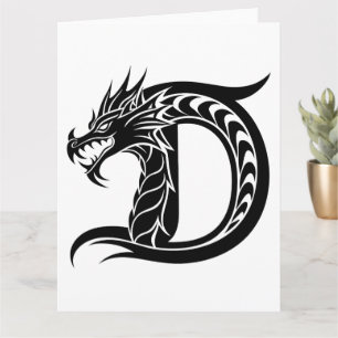 Carte LETTRE STYLÉE D Dragon, Alphabet Dragon, Monogramm