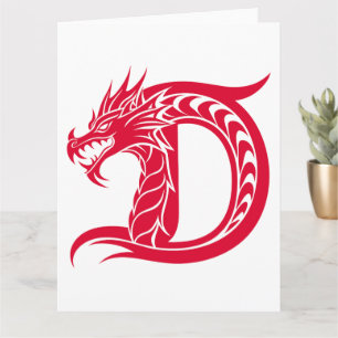 Carte LETTRE STYLÉE D Dragon, Alphabet Dragon, Monogramm