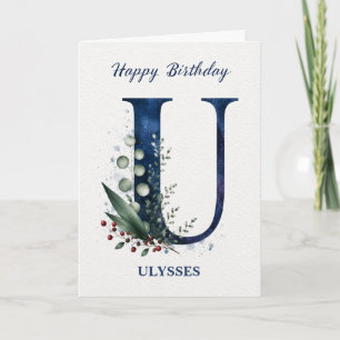 Carte Lettre U Anniversaire pour lui Nom Personnalisé Bl