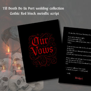 Carte Lettre Vow gothique rouge et Mariage noir - nos Vo