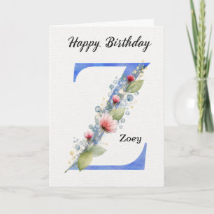 Carte Lettre Z Anniversaire Nom Personnalisé Monogramme