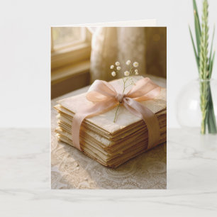 Carte Lettres d'amour anciennes d'anniversaire nouées av