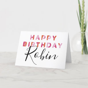 Carte Lettres roses Style simple Personnalisé Anniversai