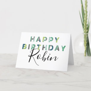 Carte Lettres vertes Style simple Personnalisé Anniversa