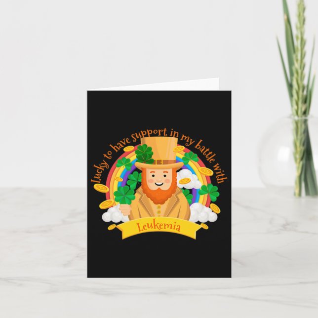 Carte Leucémie leprechaun A à quatre feuilles de st patr (Devant)