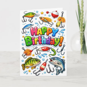 Carte Leurres et hameçons Joyeux Anniversaire