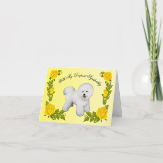 Carte Levée de Bichon aux roses jaunes, Sympathie, Perte