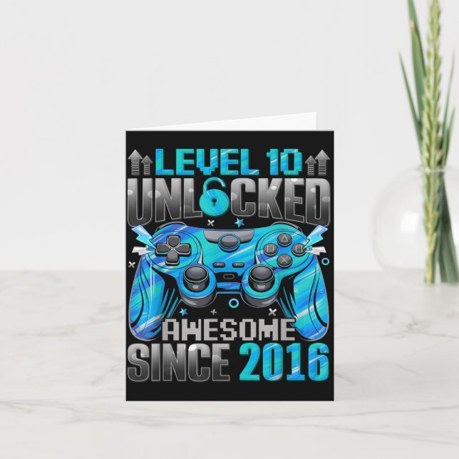 Carte Level 10 Unlocked Awesome Since 2016 10th Birthday (Devant)