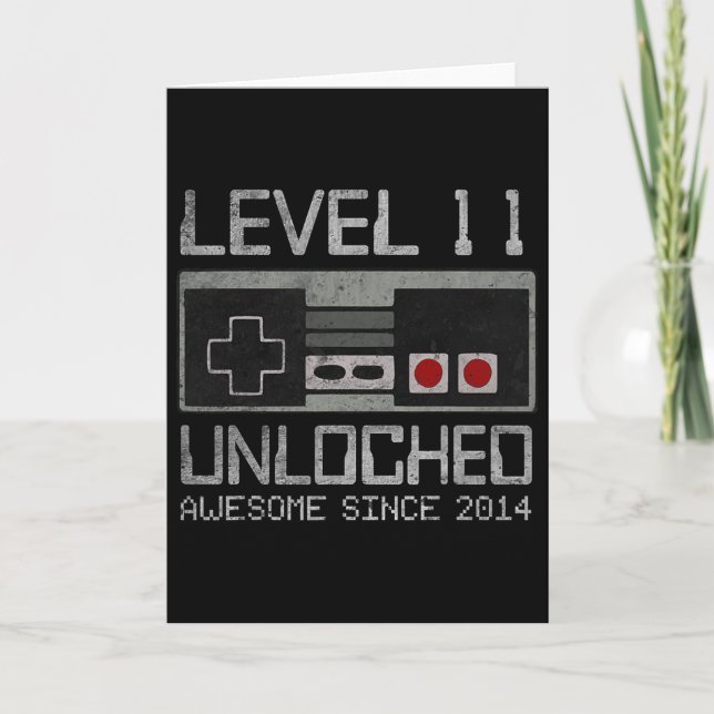 Carte Level 11 Unlocked 11th Birthday 11 Year Old Video  (Devant)
